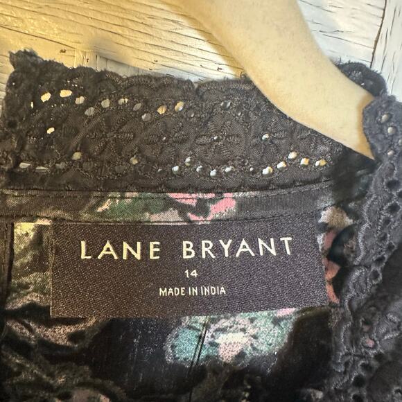 Lane Bryant womens blouse cottagecore eyelet ribbon embroidered bohemian plus SZ - Picture 6 of 10